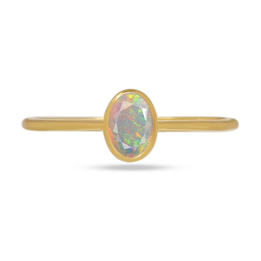 18k Gold Vermeil Faceted Ethiopian Opal Ring