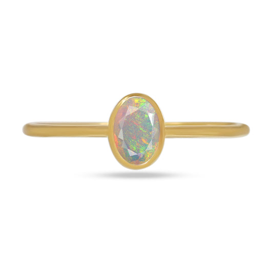 18k Gold Vermeil Faceted Ethiopian Opal Ring