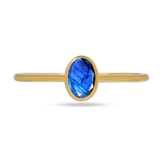 18k Gold Vermeil Faceted Labradorite Ring