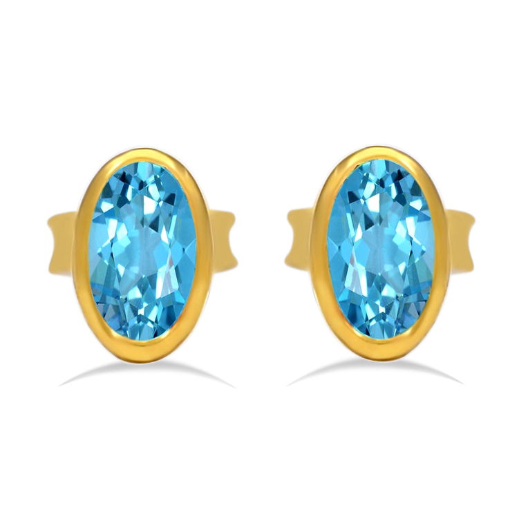 18k Gold Vermeil Blue Topaz Studs