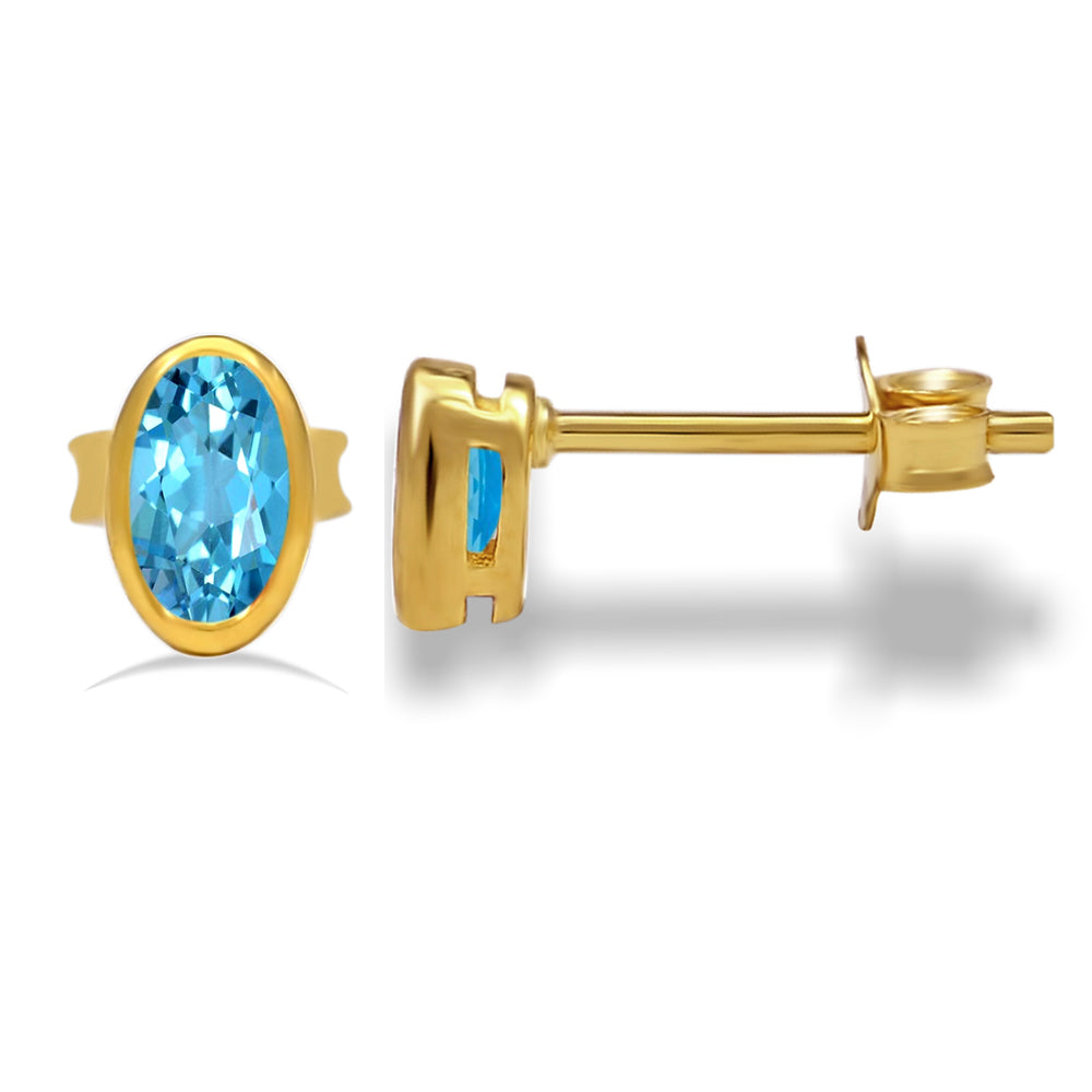 18k Gold Vermeil Blue Topaz Studs