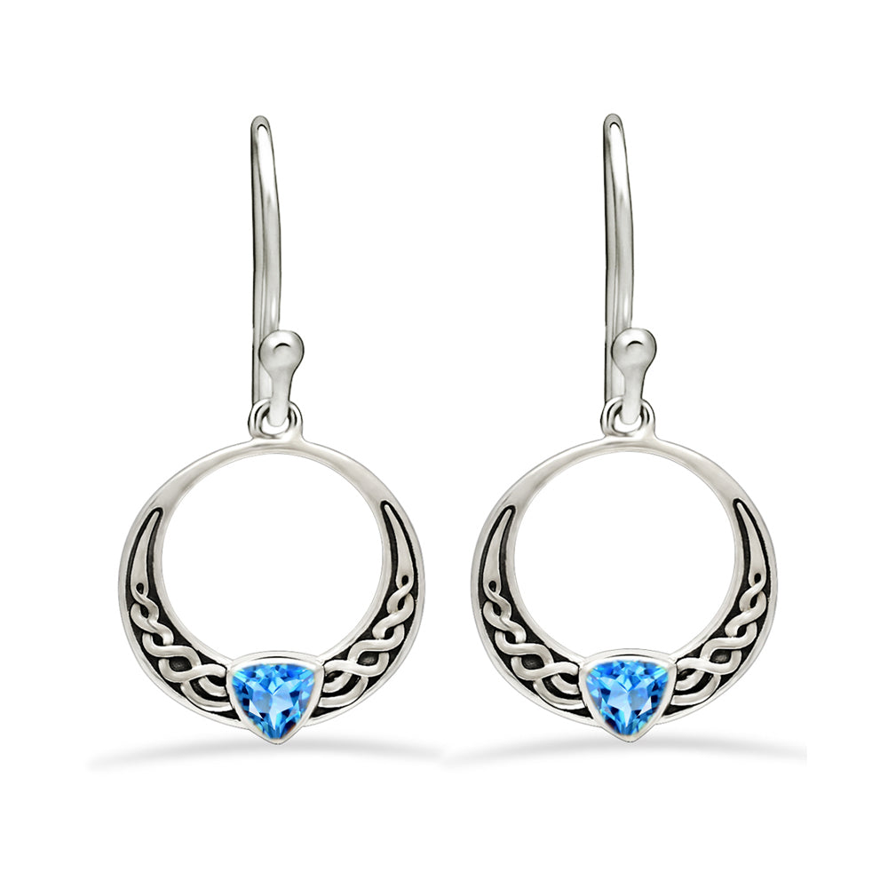 Sterling Silver Blue Topaz Celtic Earrings