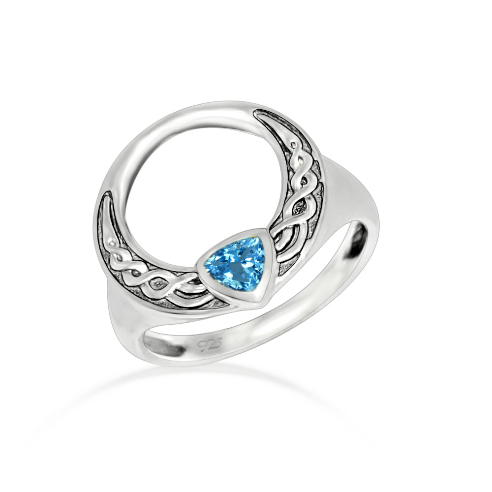 Sterling Silver Blue Topaz Celtic Ring