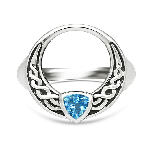 Sterling Silver Blue Topaz Celtic Ring