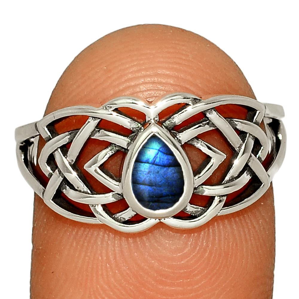 Sterling Silver Labradorite Celtic Ring