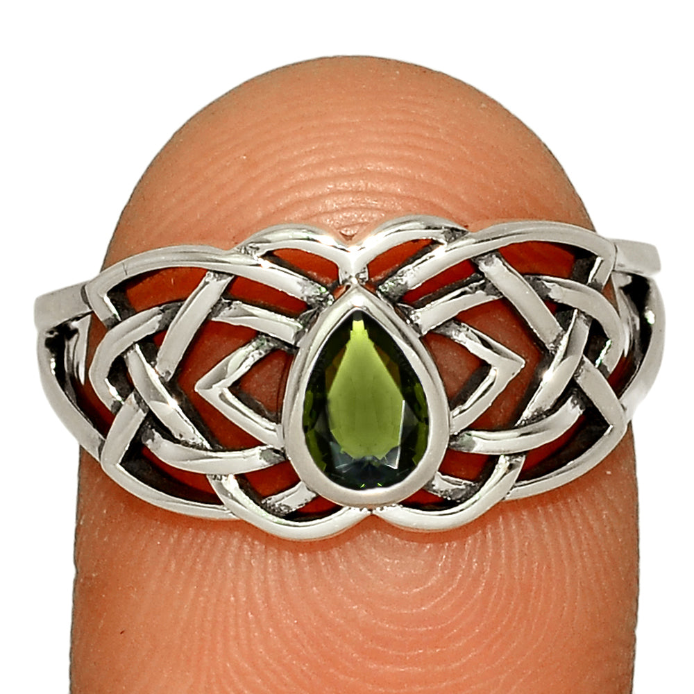 Sterling Silver Moldavite Celtic Ring