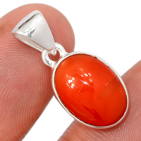 Sterling Silver Carnelian Oval Pendant