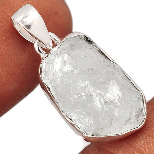 Sterling Silver Raw Clear Quartz Pendant