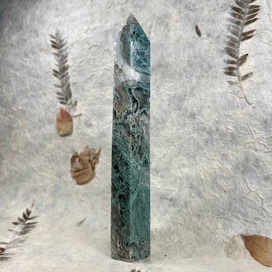 Green Moss Agate Tower