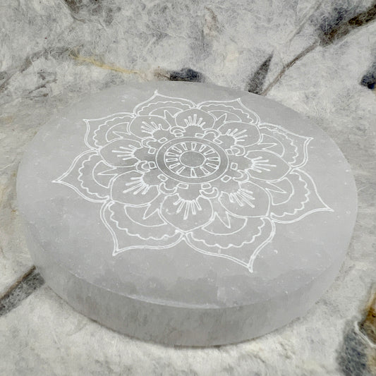 Selenite Circular Charging Plate - Mandala