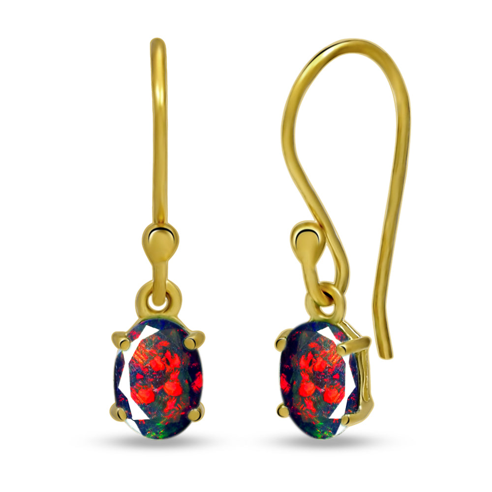 18k Gold Vermeil Chalama Black Opal Earrings