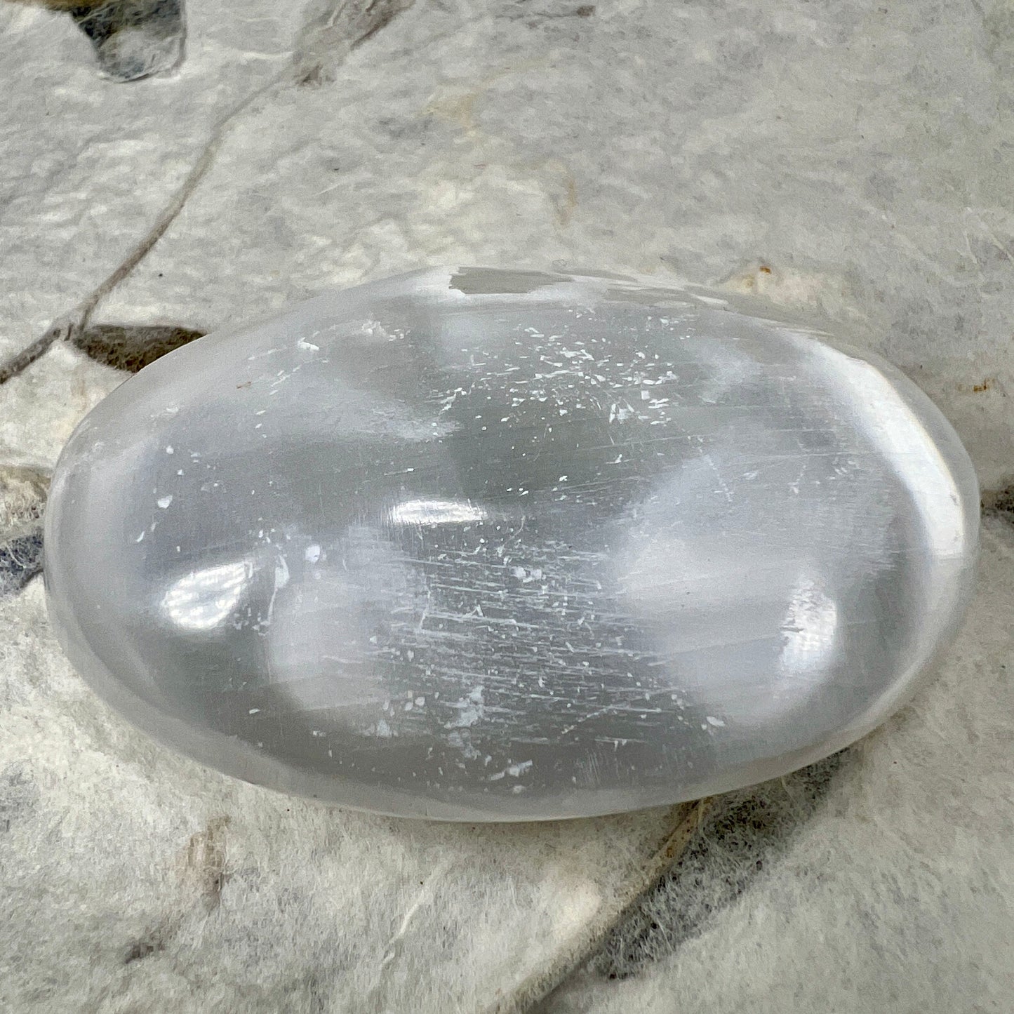 Selenite Palm Stone