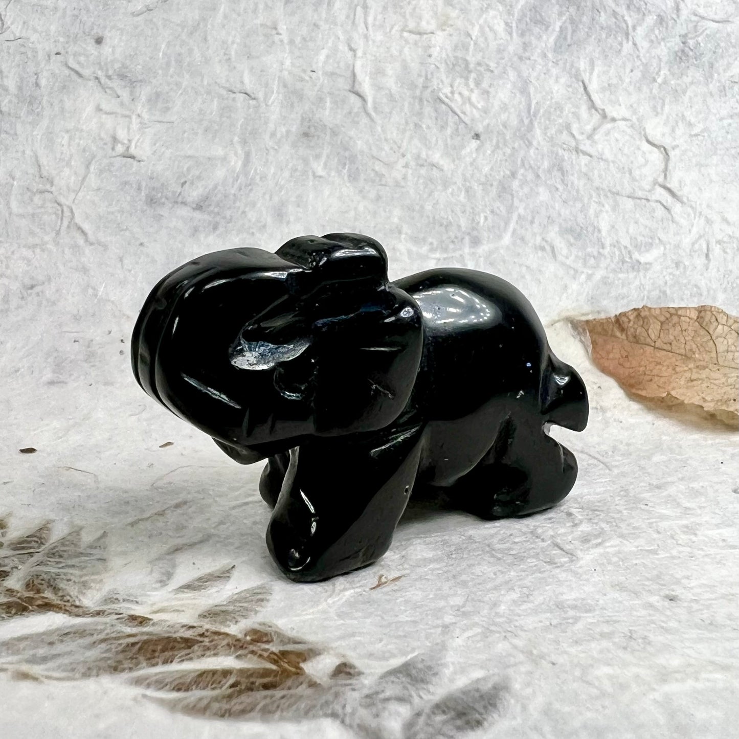 Gemstone Elephant - Obsidian