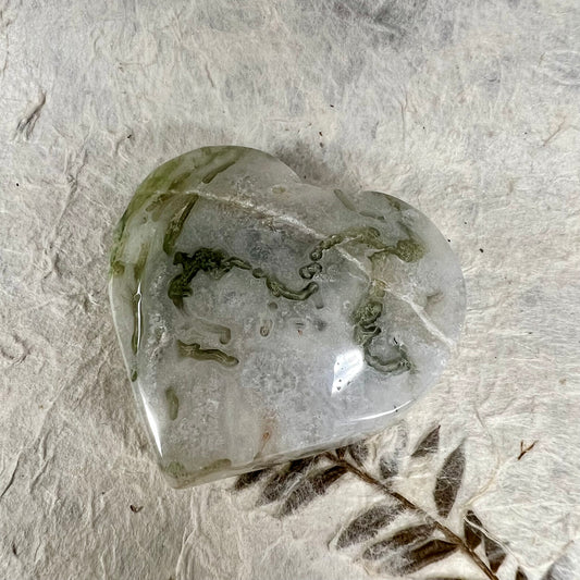 Green Moss Agate Heart