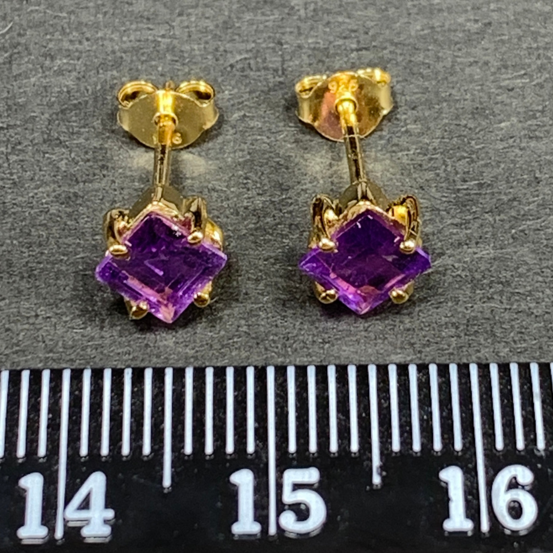 18k Gold Vermeil Amethyst Studs