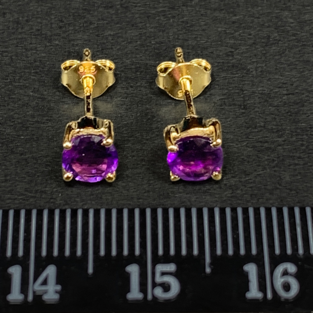 18k Gold Vermeil Amethyst Studs