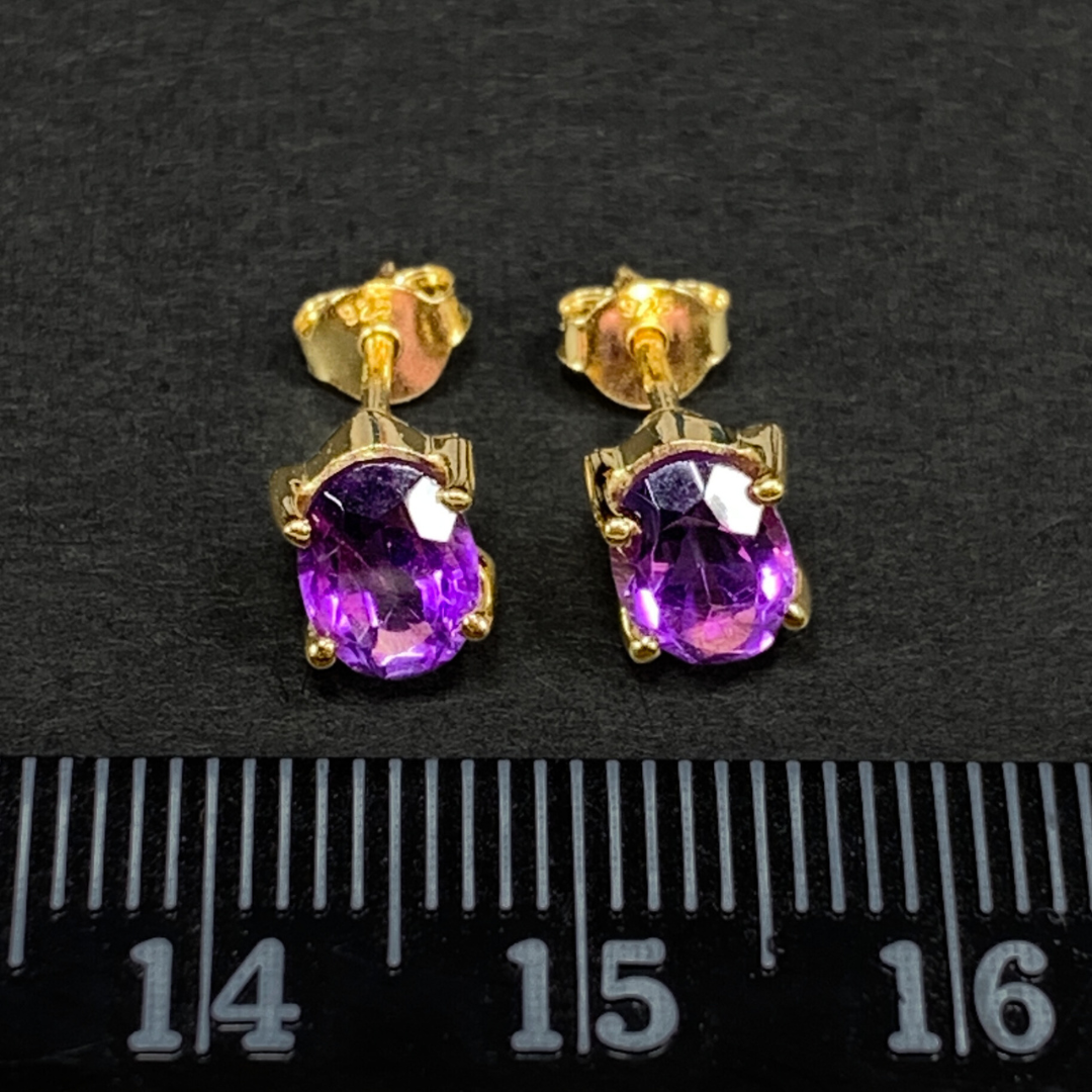 18k Gold Vermeil Amethyst Studs