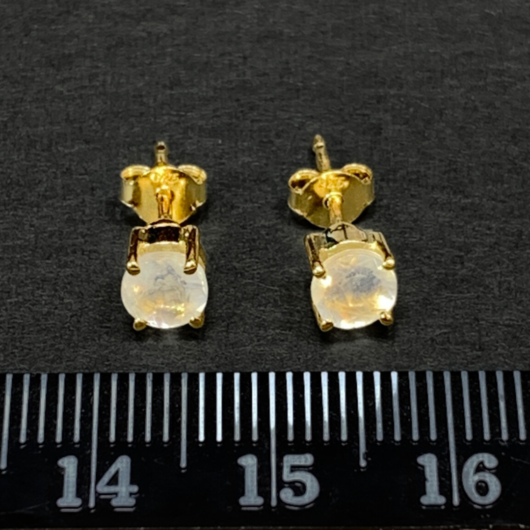 18k Gold Vermeil Rainbow Moonstone Studs