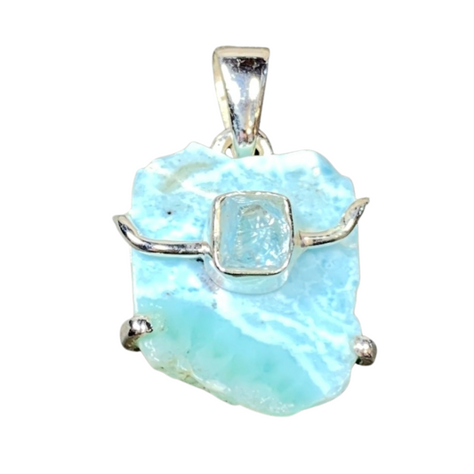 Sterling Silver Larimar & Aquamarine Pendant