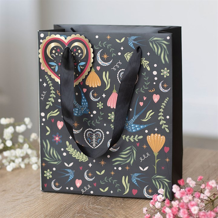 Medium Black Midnight Bloom Print Gift bag