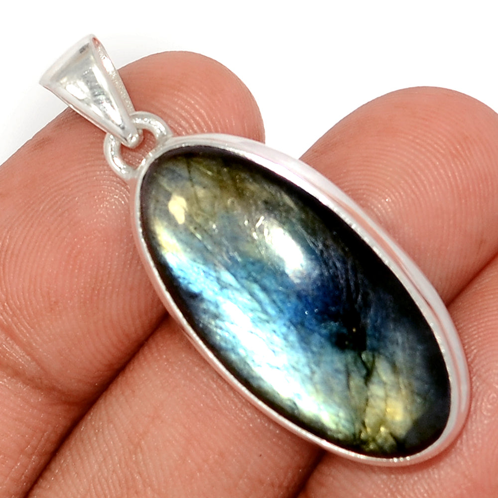 Sterling Silver Multi Fire Labradorite Pendant