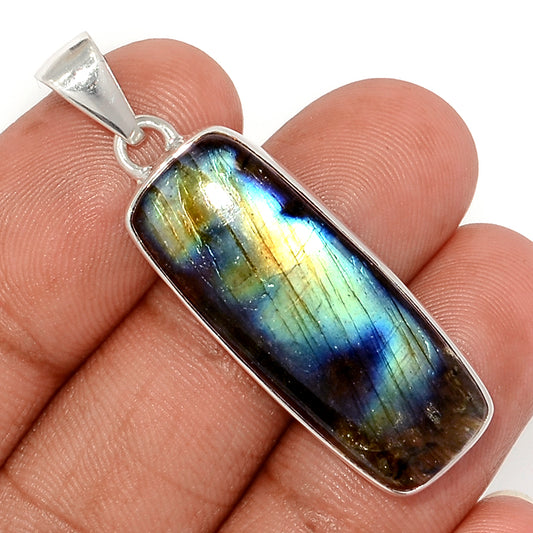 Sterling Silver Multi Fire Labradorite Pendant