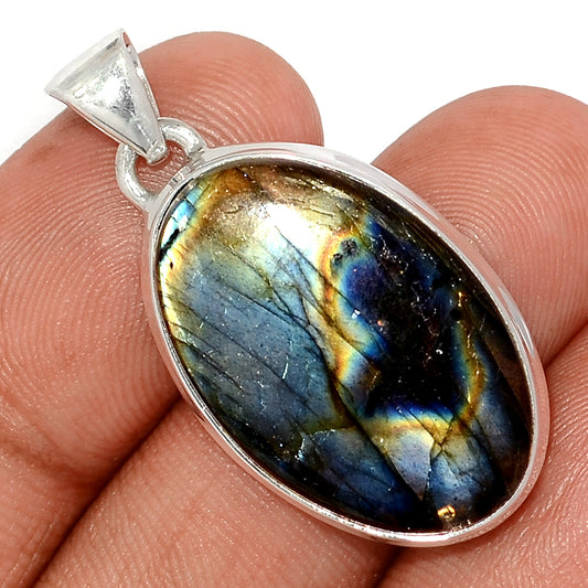 Sterling Silver Multi Fire Labradorite Pendant