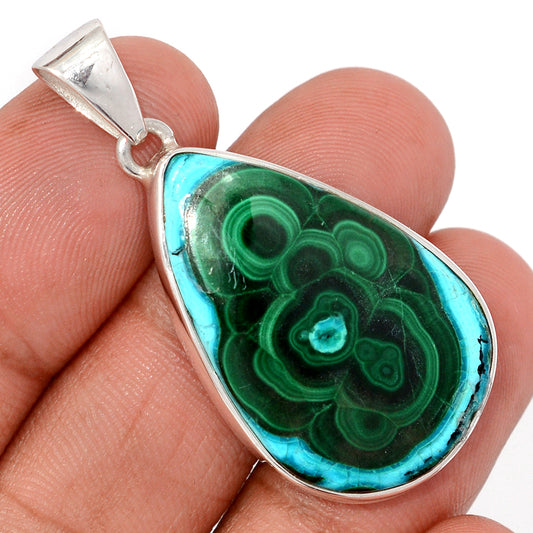 Sterling Silver Malachite in Chrysocolla Pendant