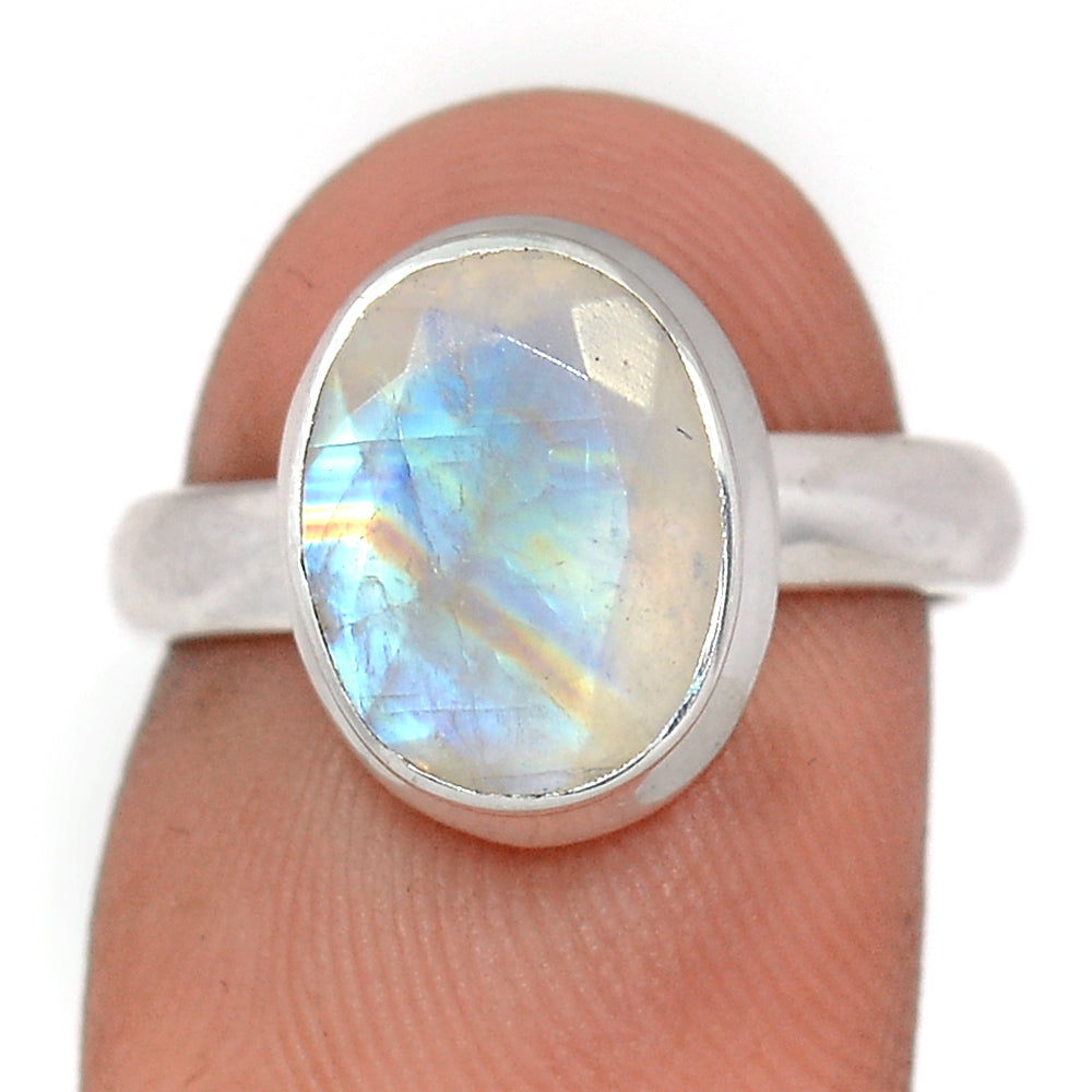 Sterling Silver Blue Fire Moonstone Ring