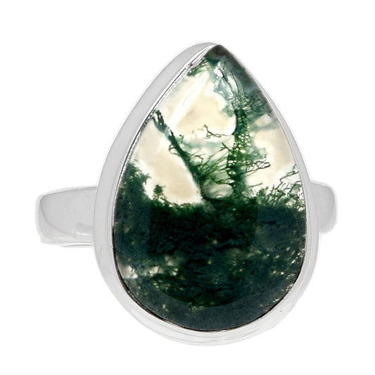 Sterling Silver Green Moss Agate Ring