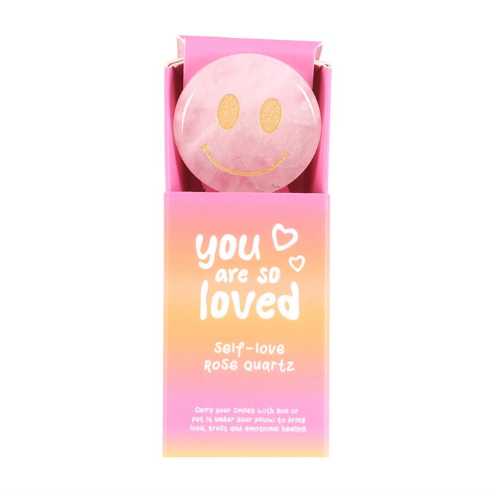 You Are So Loved Rose Quartz Happy Face Crystal Keepsake