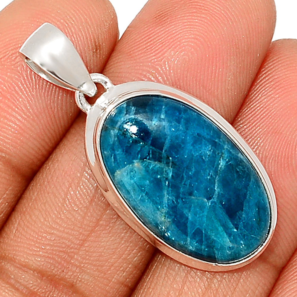 Sterling Silver Neon Blue Apatite Pendant