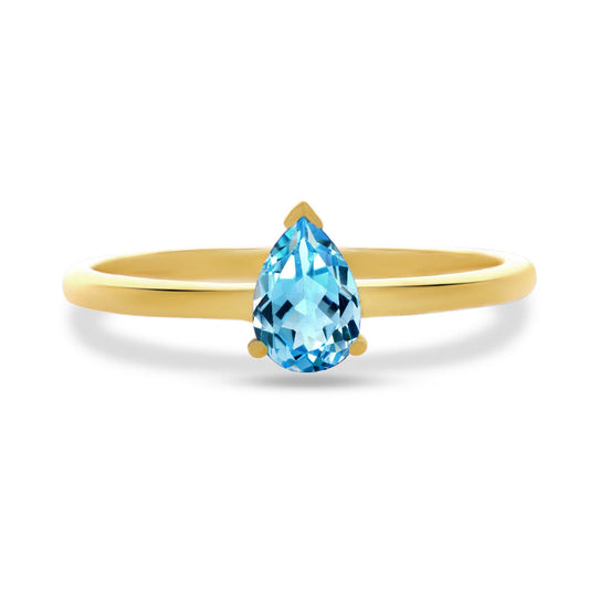 18k Gold Vermeil Faceted Blue Topaz Ring
