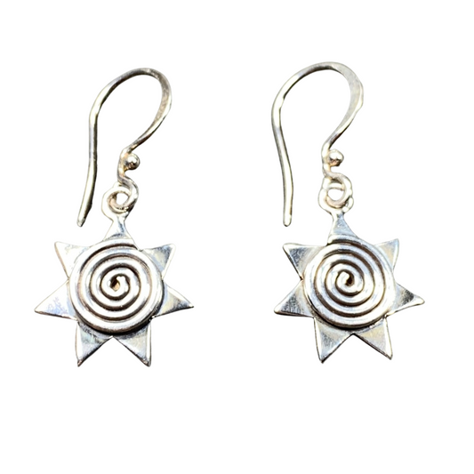 Sterling Silver Star & Spiral Earrings