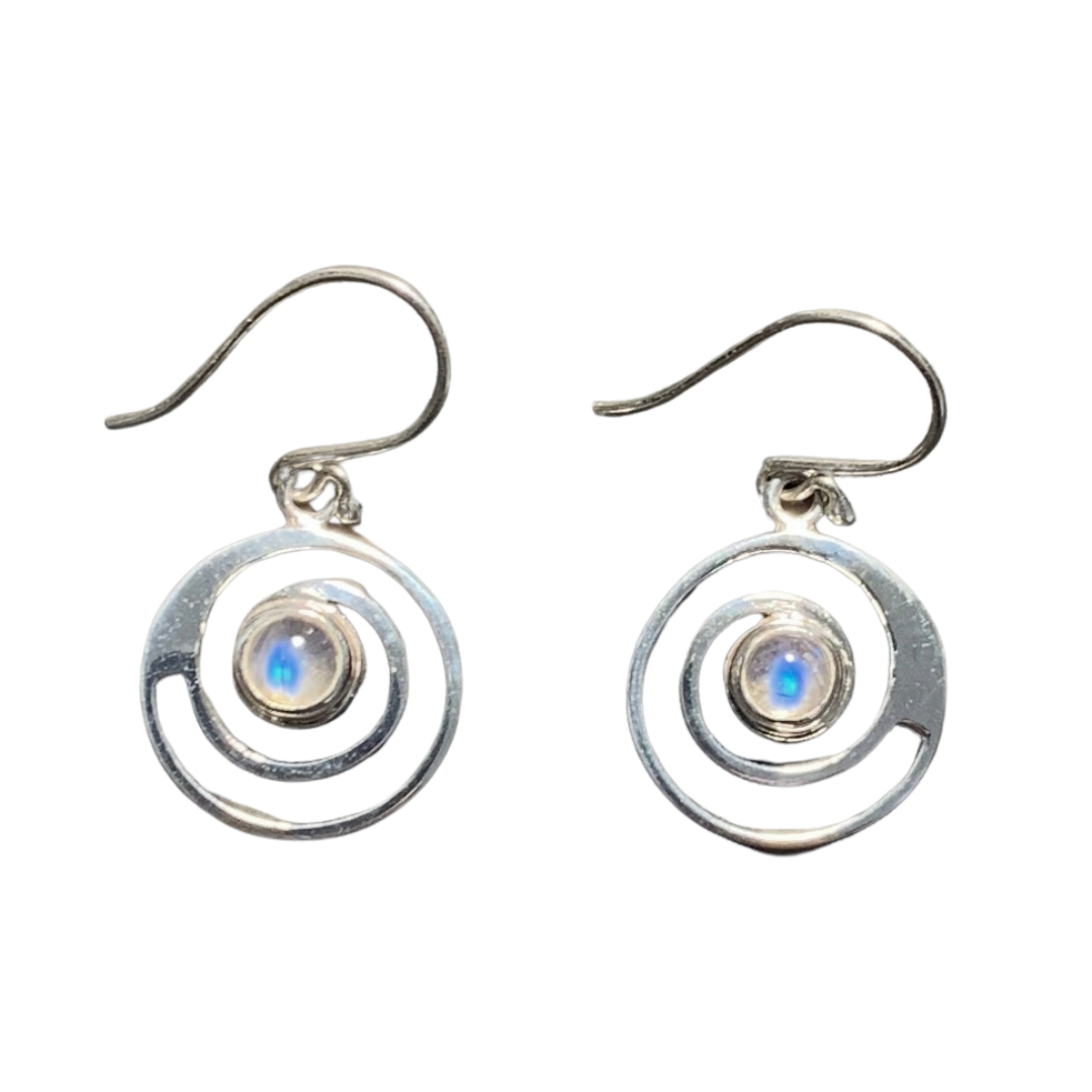Sterling Silver Moonstone Spiral Earrings