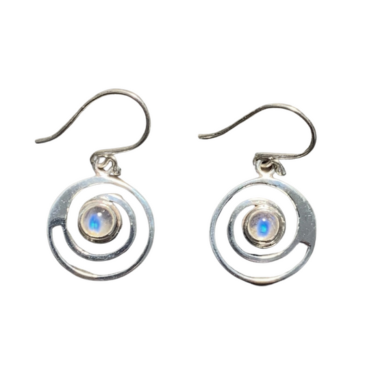 Sterling Silver Moonstone Spiral Earrings