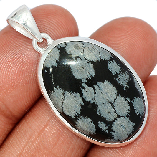 Sterling Silver Snowflake Obsidian Pendant