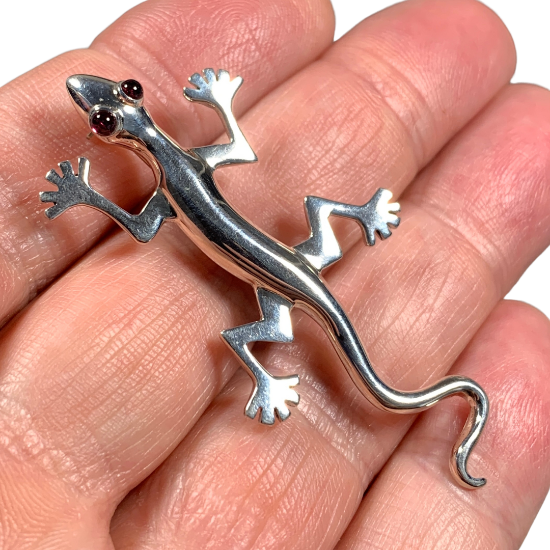 Sterling Silver Gecko Brooch