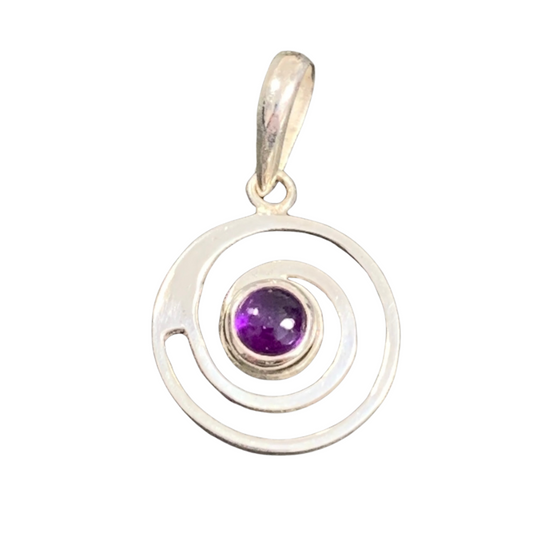 Sterling Silver Amethyst Spiral Pendant