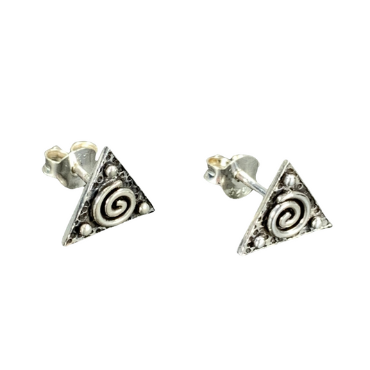 Sterling Silver Triangle & Spiral Studs
