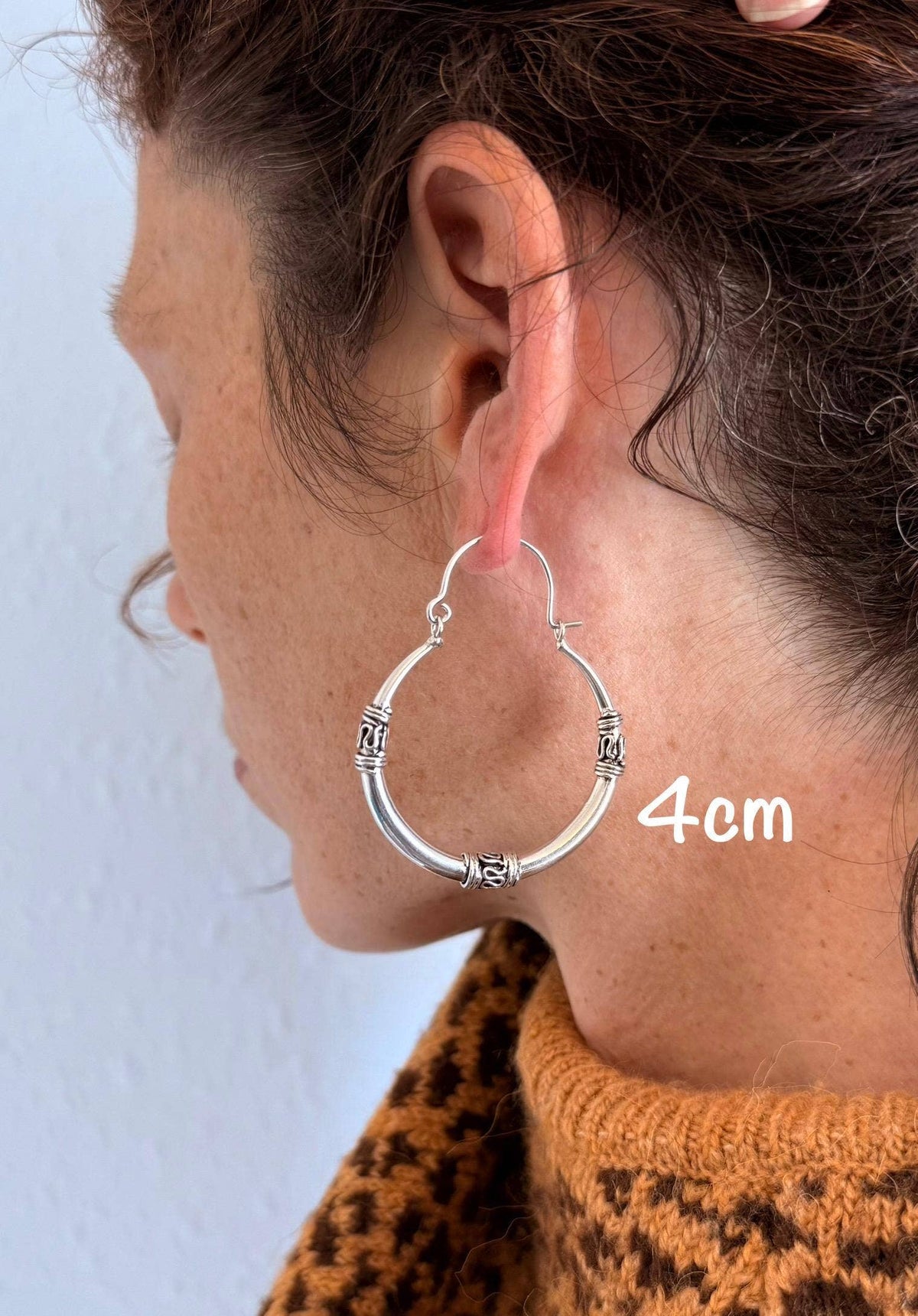 Silver Tribal Hoop Earrings / Ethnic / Rustic / Bohemian / Gypsy / Hippie / Chunky