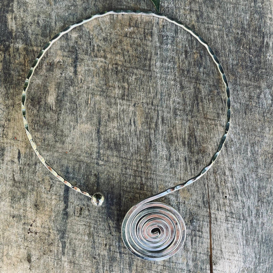 Silver Choker Ethnic Necklace / Rustic / Gypsy / Lightweight / Boho / Tribal / Hippie / Rustic / Vegan / Aztec