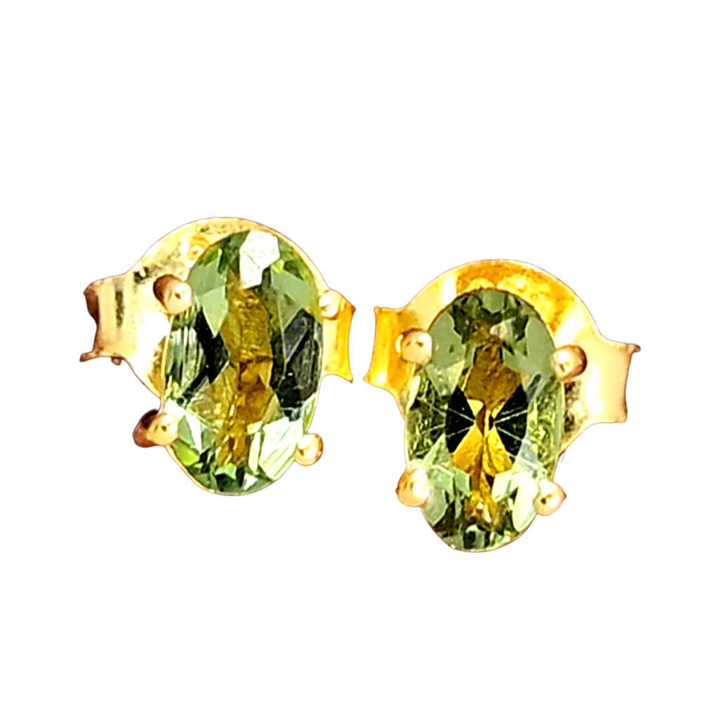 18k Gold Vermeil Faceted Moldavite Studs