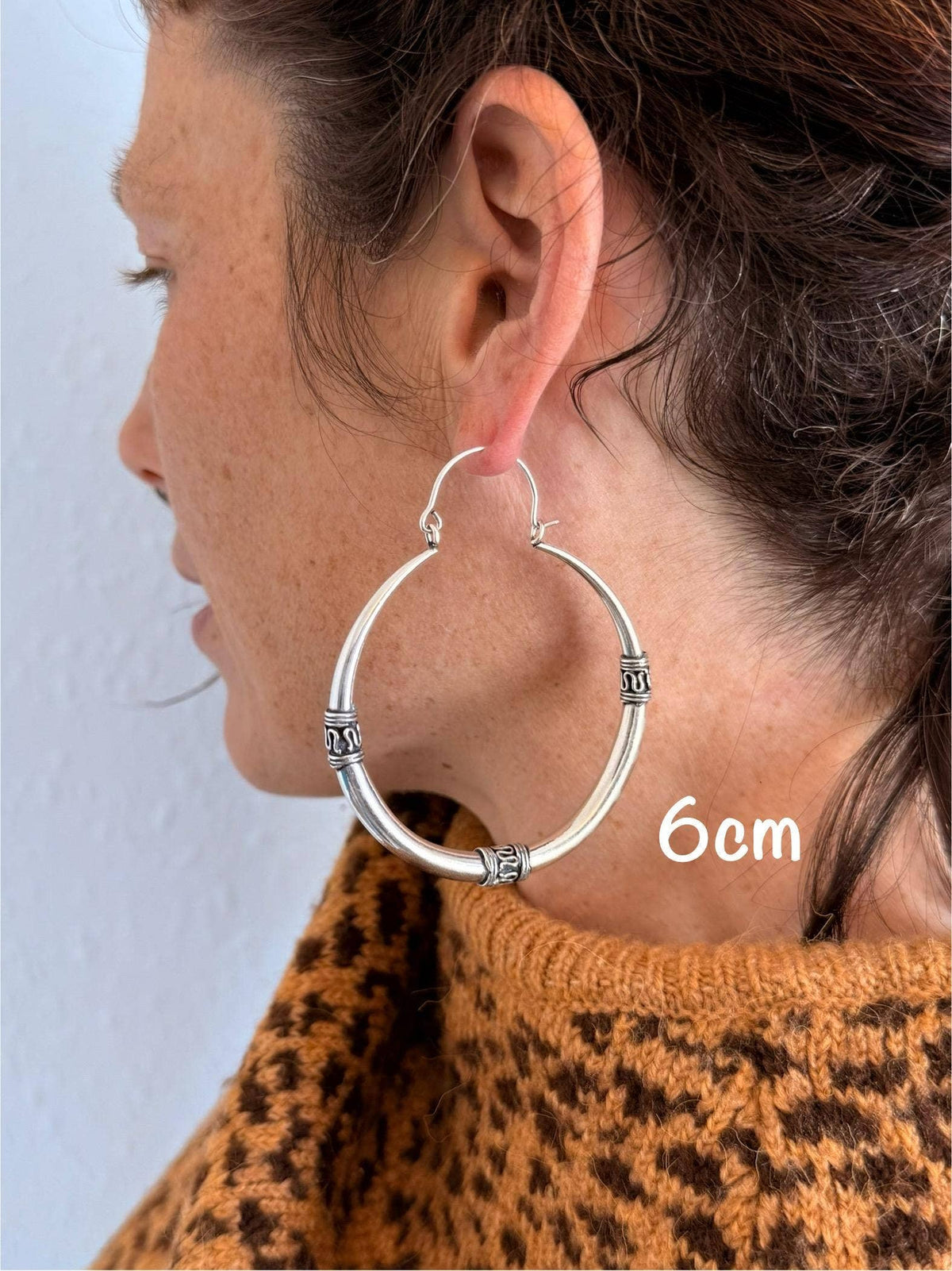 Silver Tribal Hoop Earrings / Ethnic / Rustic / Bohemian / Gypsy / Hippie / Chunky