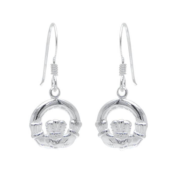 Pretty Sterling Silver Claddagh Earrings