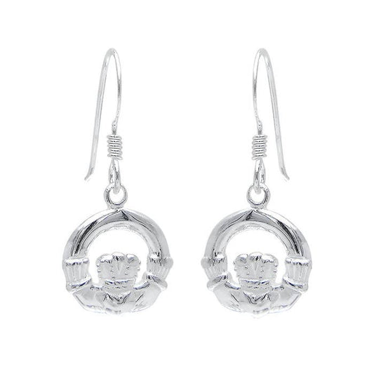 Pretty Sterling Silver Claddagh Earrings