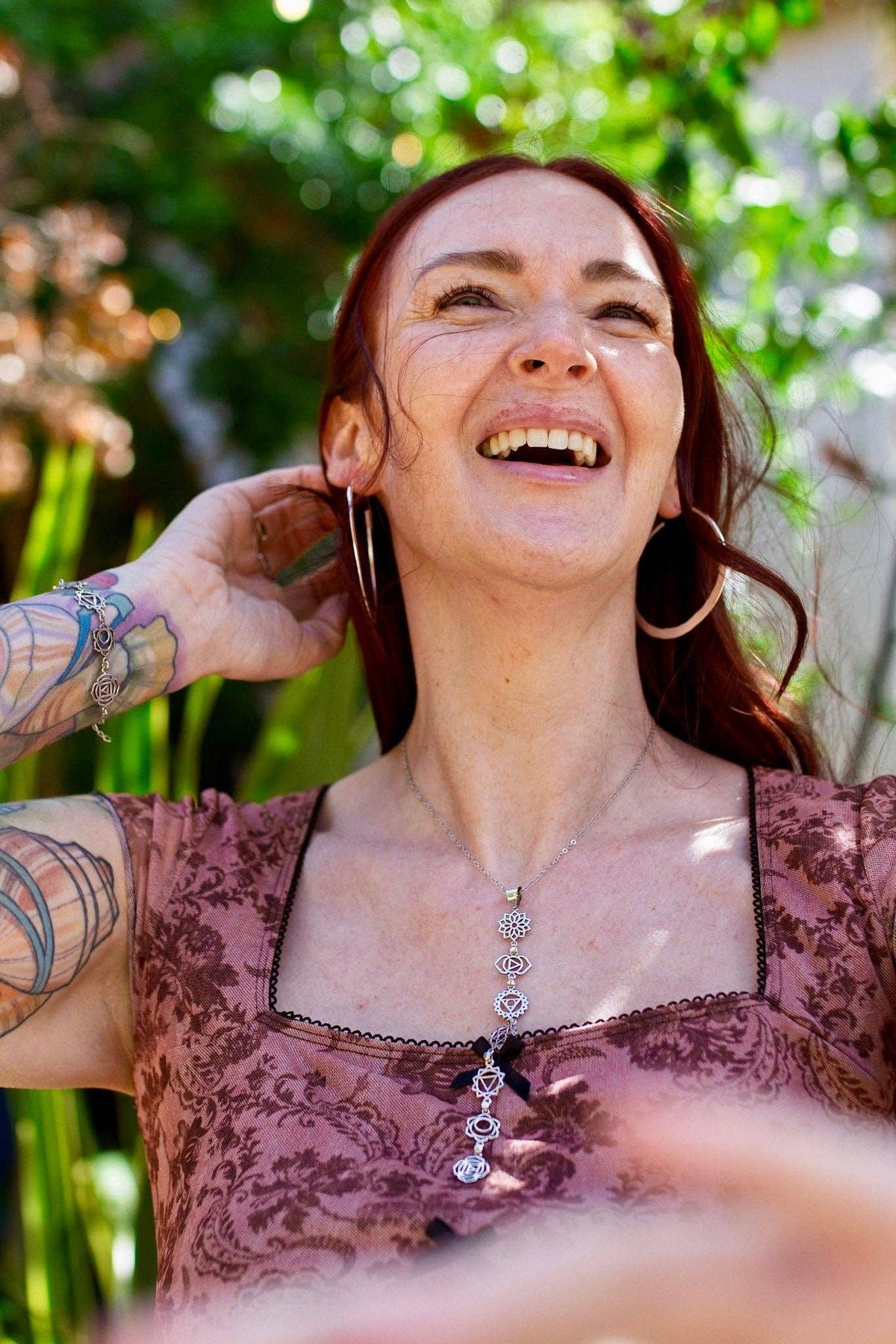 Silver Chakras Necklace with Stainless Steel Chain