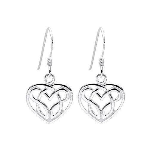 Pretty Sterling Silver Celtic Heart Earrings