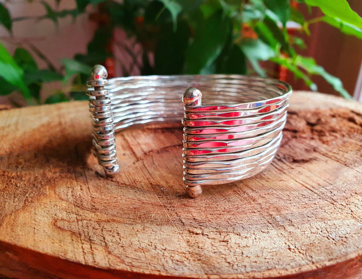 Textured Silver Cuff Bracelet / Boho / Ethnic / Rustic / Bohemian / Hippie / Gypsy / Jewellery / Adjustable