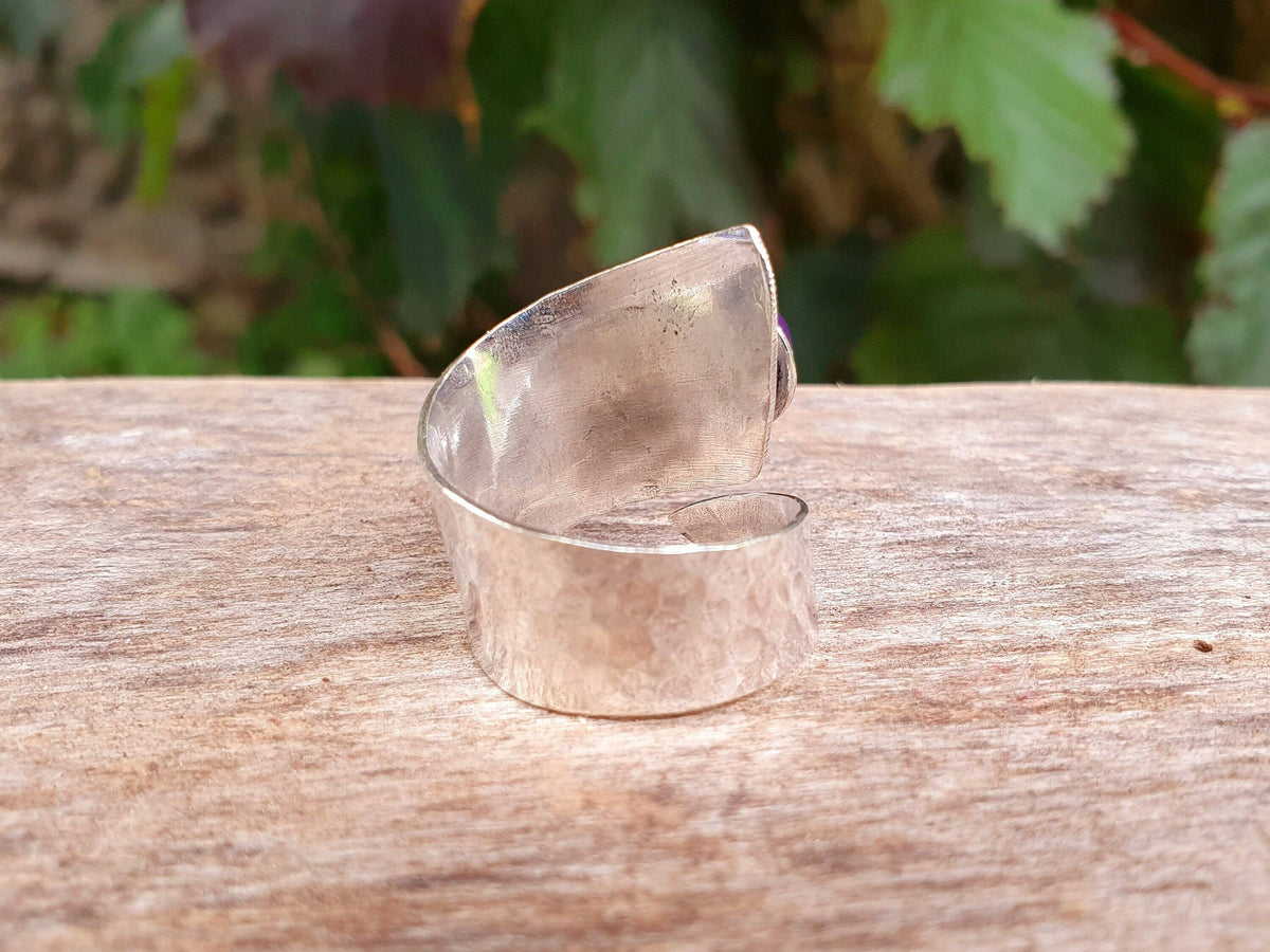 Ethnic style Silver & Amethyst Ring / Adjustable / Boho /  Bohemian / Psy / Rustic / Tribal / Gypsy / Festival / Healing / Festival